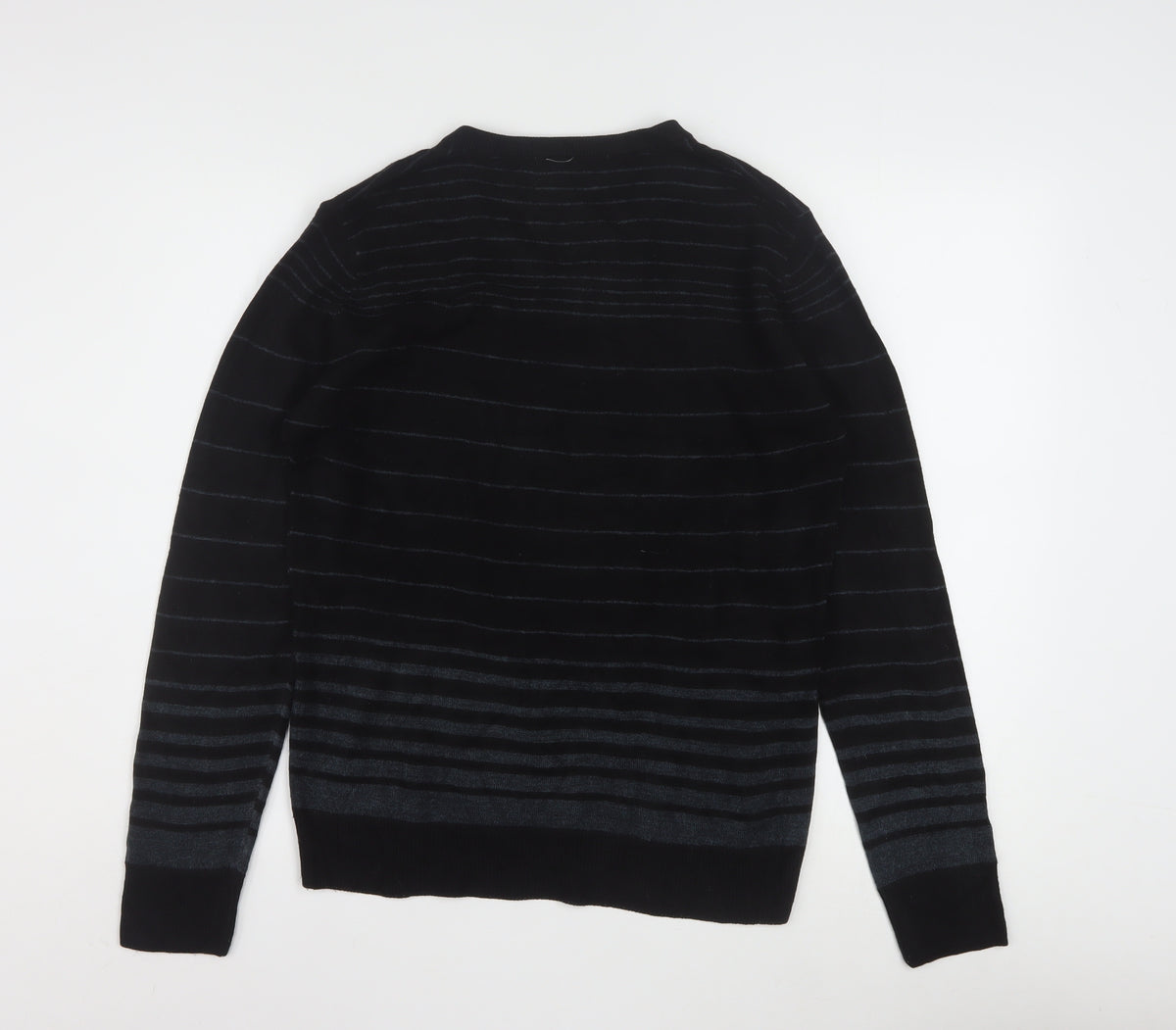 Diner's Men's Black Striped V-Neck Knit Jumper Size L