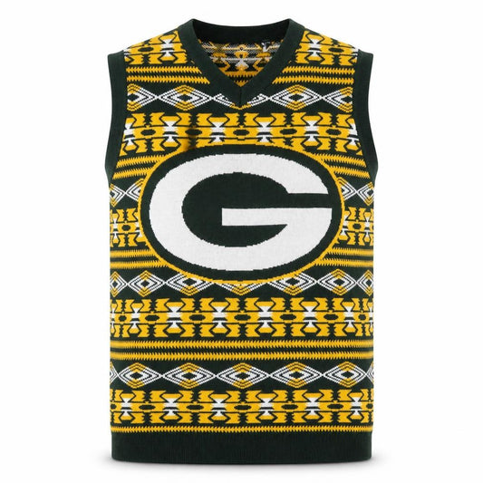 Front view of Team NFL Men’s Multicoloured Acrylic Knit Sleeveless Vest M