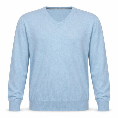 St John's Bay Men's Blue V-Neck Cotton Acrylic Jumper Size L