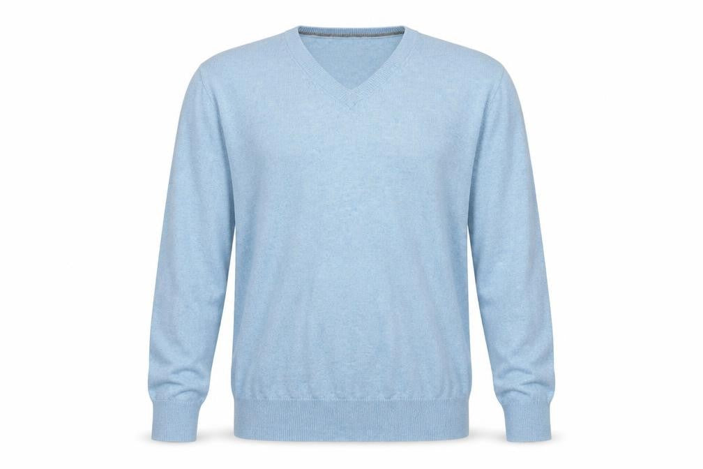 St John's Bay Men's Blue V-Neck Cotton Acrylic Jumper Size L