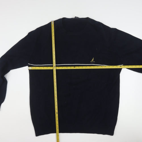 Nautica Men’s Blue Cotton Crew Neck Pullover Jumper XL