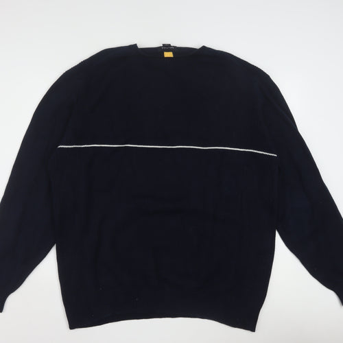 Nautica Men’s Blue Cotton Crew Neck Pullover Jumper XL