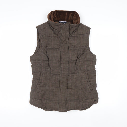 Tommy Hilfiger Women's Brown Check Padded Waistcoat M