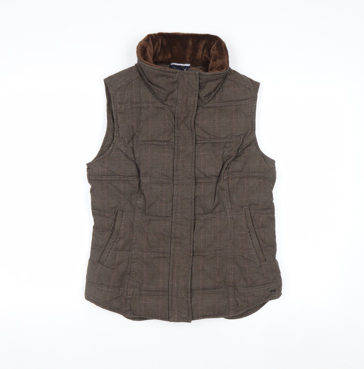 Tommy Hilfiger Women's Brown Check Padded Waistcoat M