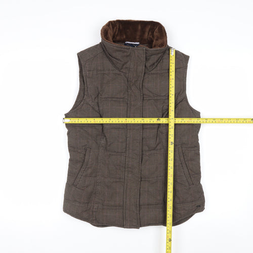 Tommy Hilfiger Women's Brown Check Padded Waistcoat M