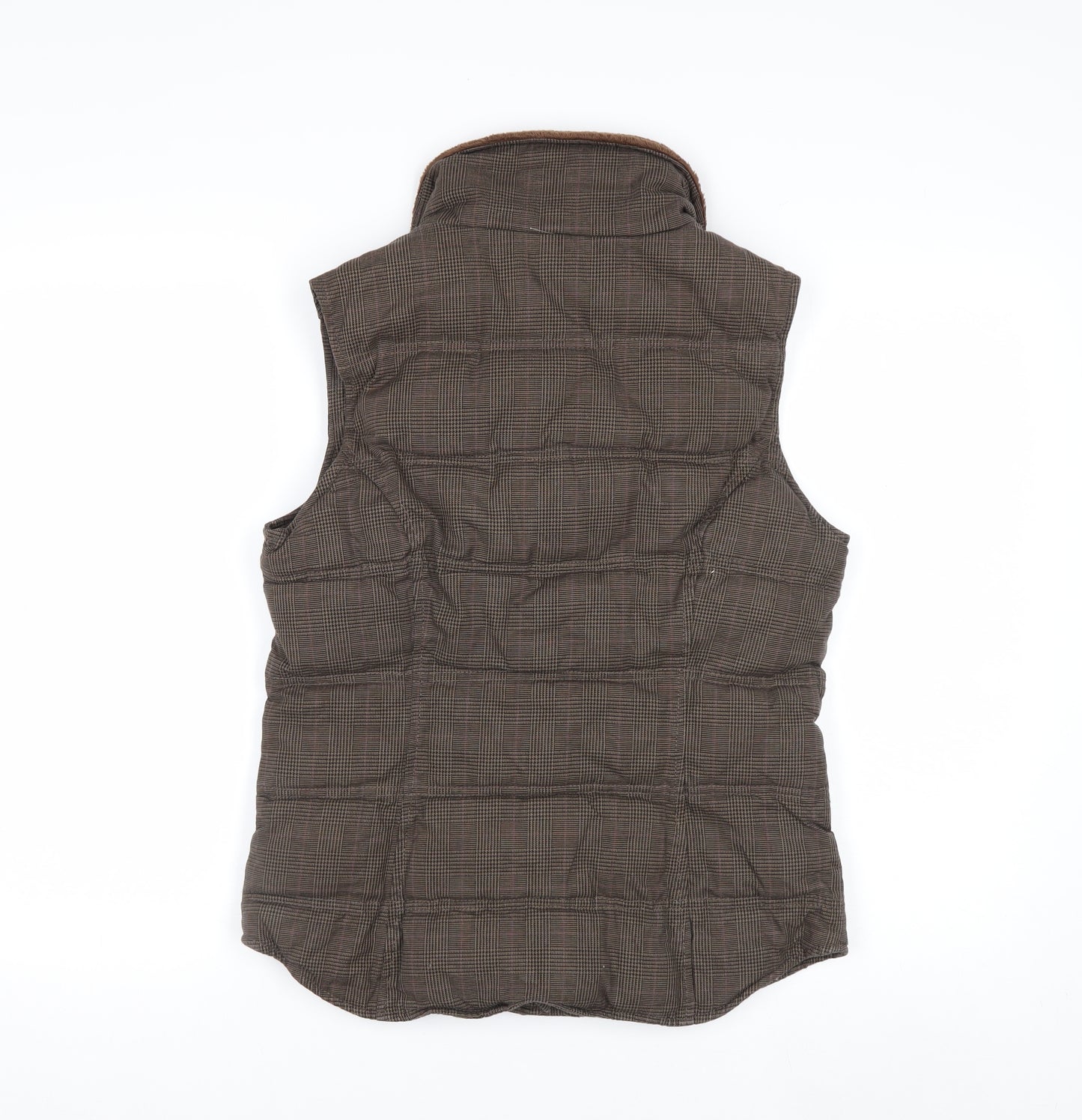 Tommy Hilfiger Women's Brown Check Padded Waistcoat M