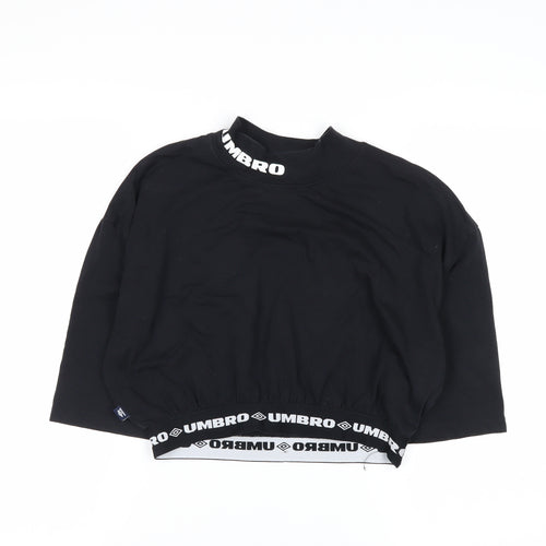 Umbro Women's Black Cropped Logo High Neck T-Shirt Size S
