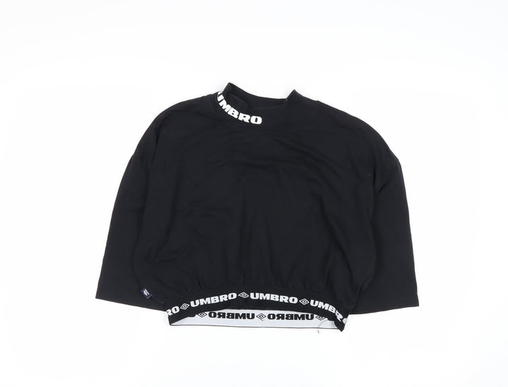 Umbro Women's Black Cropped Logo High Neck T-Shirt Size S