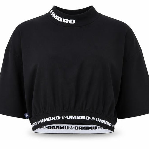 Umbro Women's Black Cropped Logo High Neck T-Shirt Size S