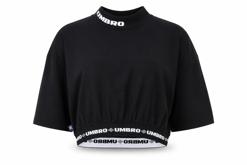 Umbro Women's Black Cropped Logo High Neck T-Shirt Size S