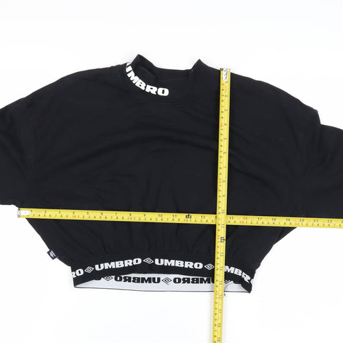 Umbro Women's Black Cropped Logo High Neck T-Shirt Size S