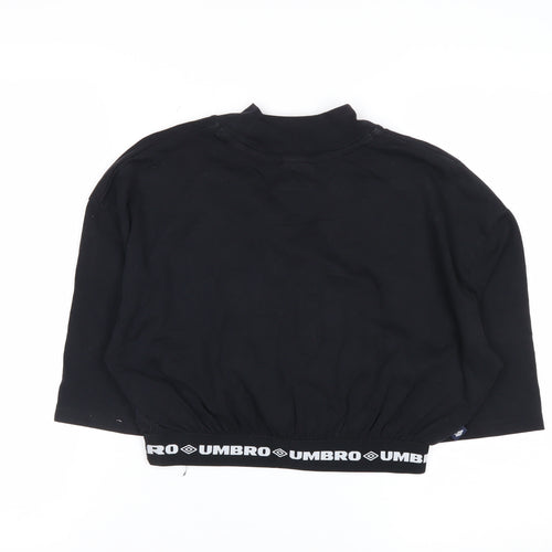 Umbro Women's Black Cropped Logo High Neck T-Shirt Size S