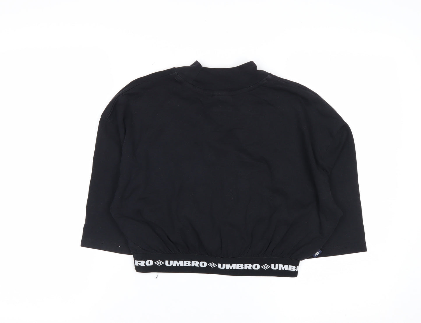 Umbro Women's Black Cropped Logo High Neck T-Shirt Size S