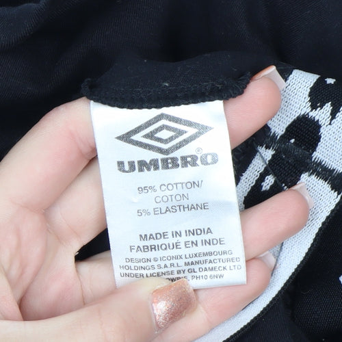 Umbro Women's Black Cropped Logo High Neck T-Shirt Size S