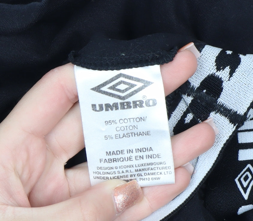 Umbro Women's Black Cropped Logo High Neck T-Shirt Size S