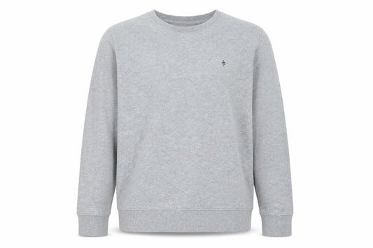 Front view of Panos Emporio Men's Grey Medium Crew Neck Cotton Sweatshirt