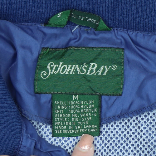 St. John’s Bay Men Blue Nylon Windbreaker Jacket Size M