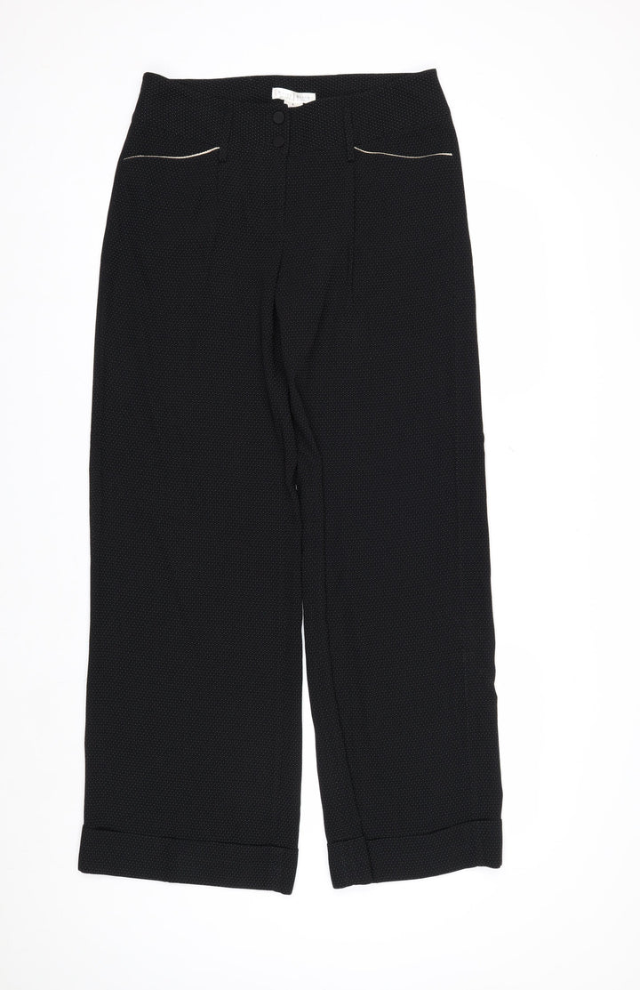 White House Black Market Womens Black Polka Dot Cropped Trousers Size 12