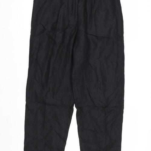 Talbots Petites Women's Black Linen Pleated Trousers Size 10