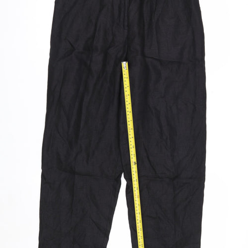 Talbots Petites Women's Black Linen Pleated Trousers Size 10