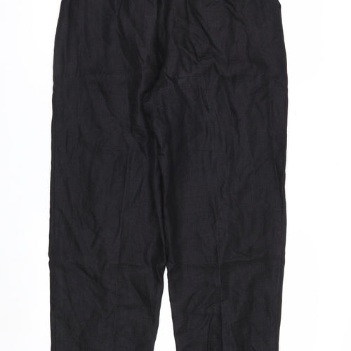 Talbots Petites Women's Black Linen Pleated Trousers Size 10