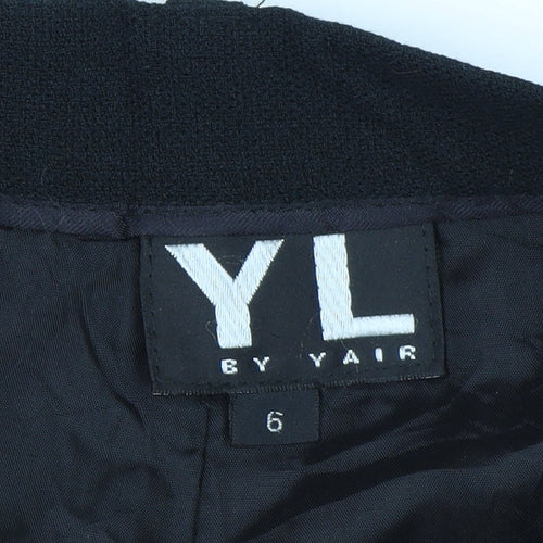 YL by Yair Women's Black High Rise Pleated Tapered Trousers Size 6