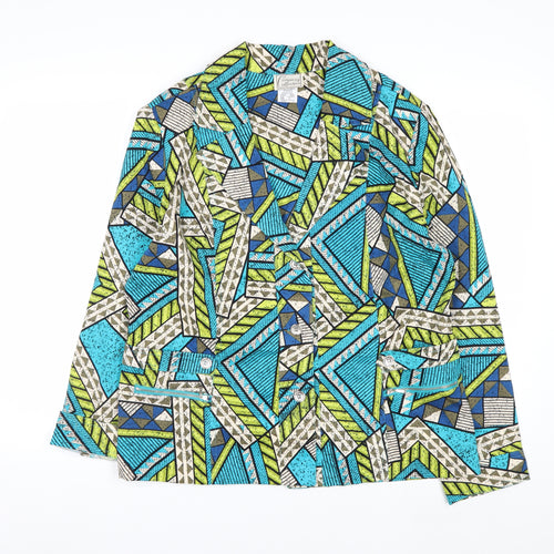 Company Collection Women's Multicoloured Geometric Cotton Blazer Jacket Size 12