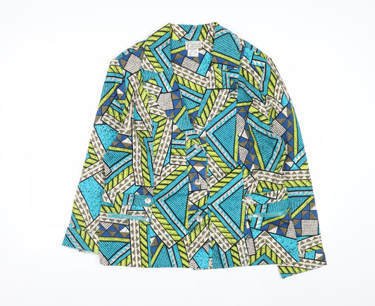 Company Collection Women's Multicoloured Geometric Cotton Blazer Jacket Size 12