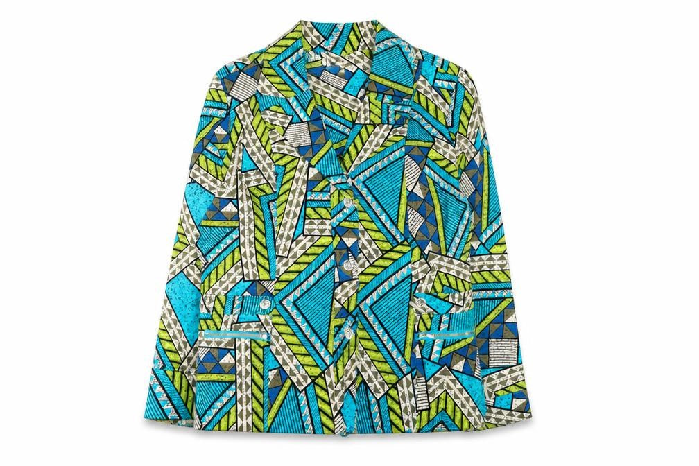 Front view of Company Collection Women's Multicoloured Geometric Cotton Blazer Jacket, size 12