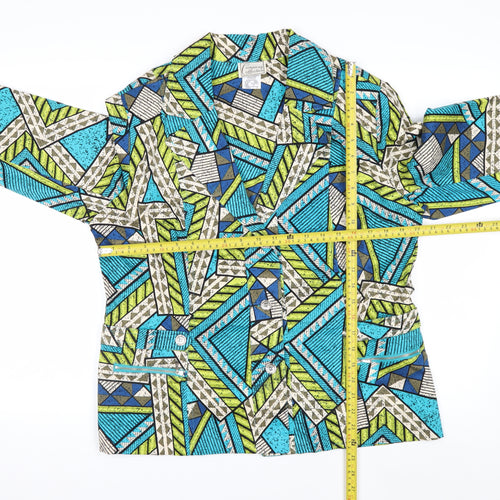 Company Collection Women's Multicoloured Geometric Cotton Blazer Jacket Size 12
