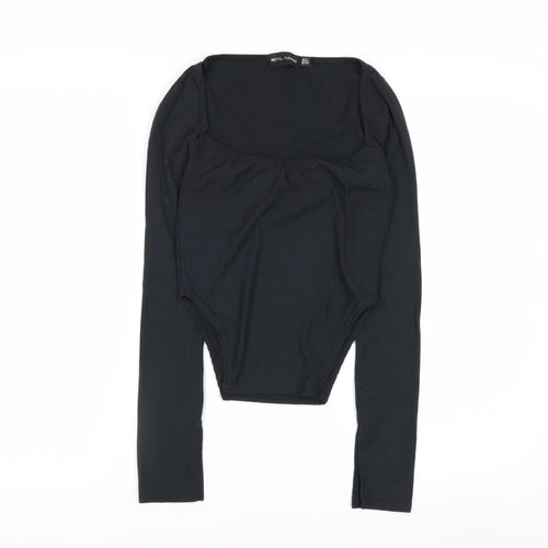 PrettyLittleThing Women Black Size 6 Slim Fit Long Sleeve Bodysuit
