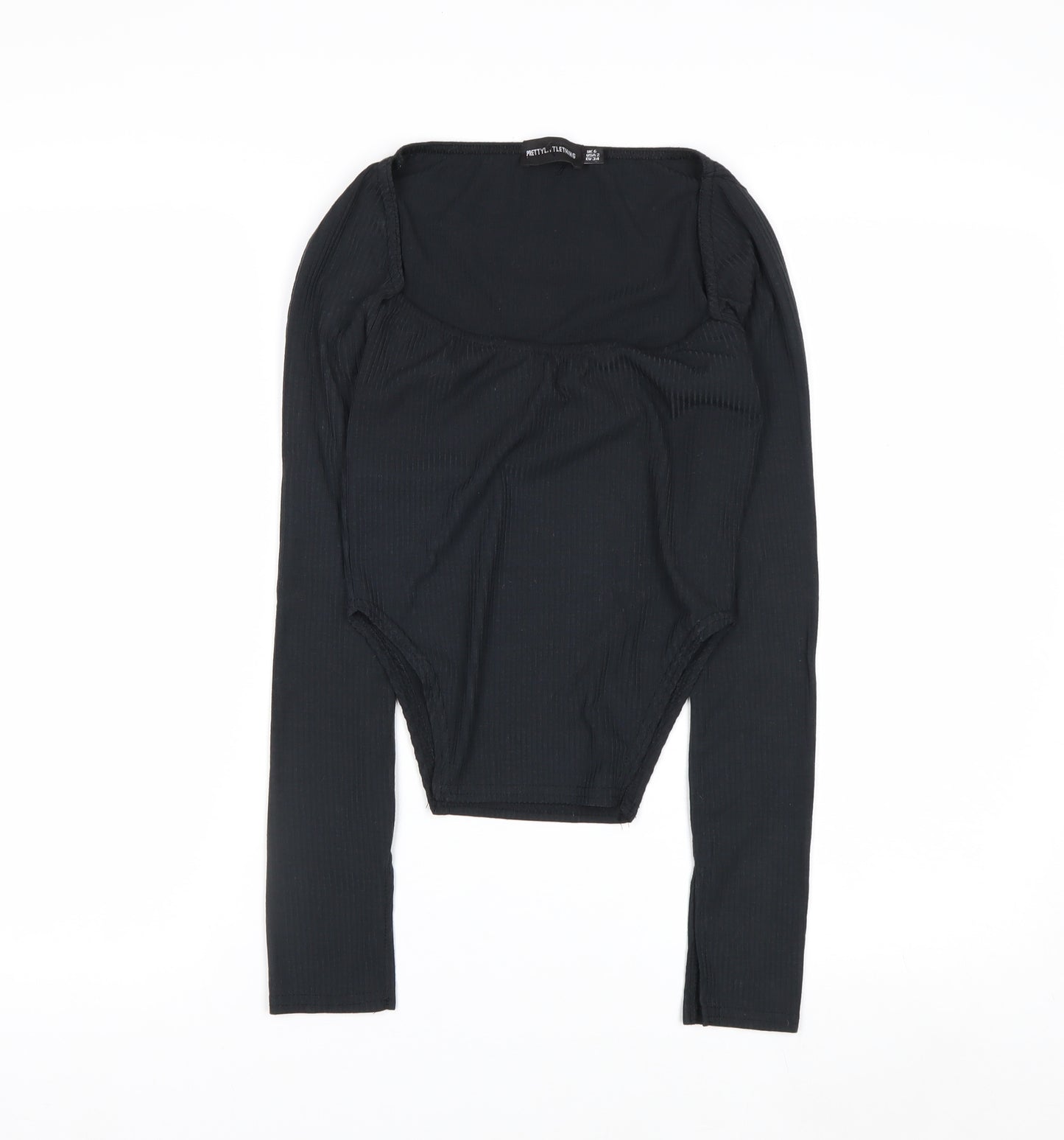 PrettyLittleThing Women Black Size 6 Slim Fit Long Sleeve Bodysuit