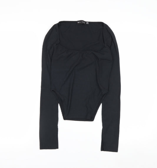 PrettyLittleThing Women Black Size 6 Slim Fit Long Sleeve Bodysuit