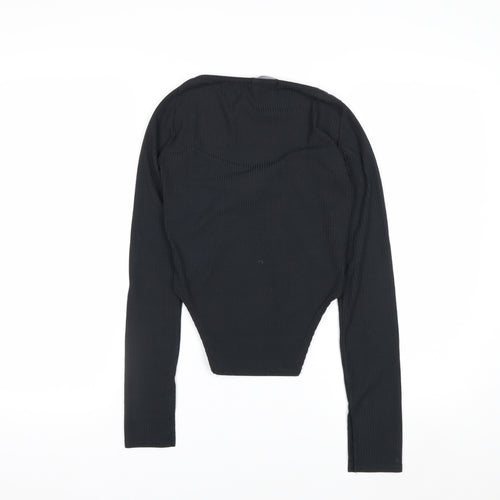PrettyLittleThing Women Black Size 6 Slim Fit Long Sleeve Bodysuit