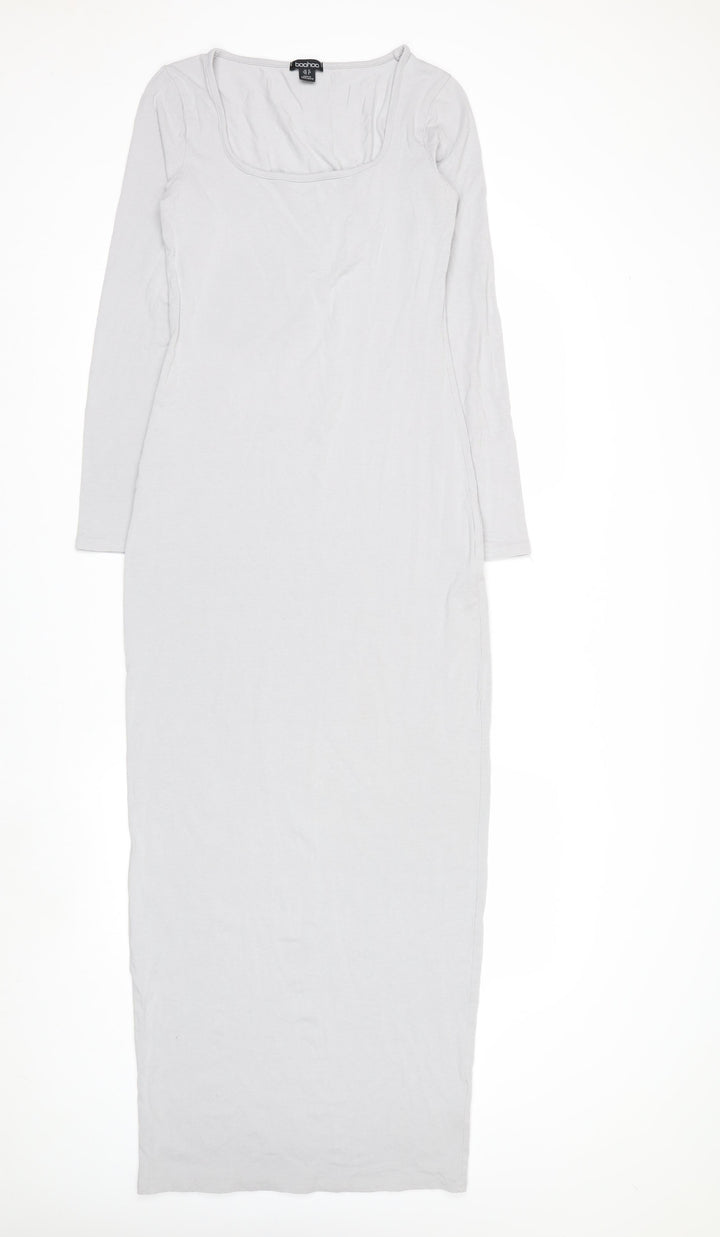 Boohoo Women’s Grey Long Sleeve Bodycon Maxi Dress Size 12
