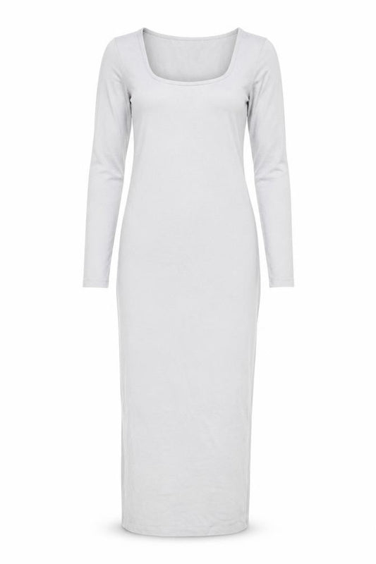 Front view of Boohoo Women’s Grey Long Sleeve Bodycon Maxi Dress, size UK 12
