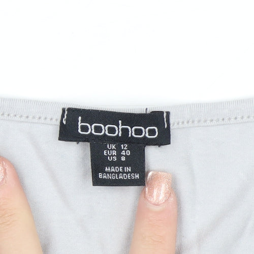 Boohoo Women’s Grey Long Sleeve Bodycon Maxi Dress Size 12