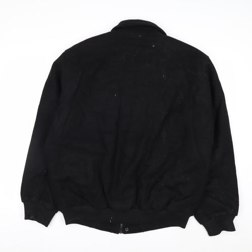 London Fog Men's Black Wool Bomber Jacket Size L Wool Blend
