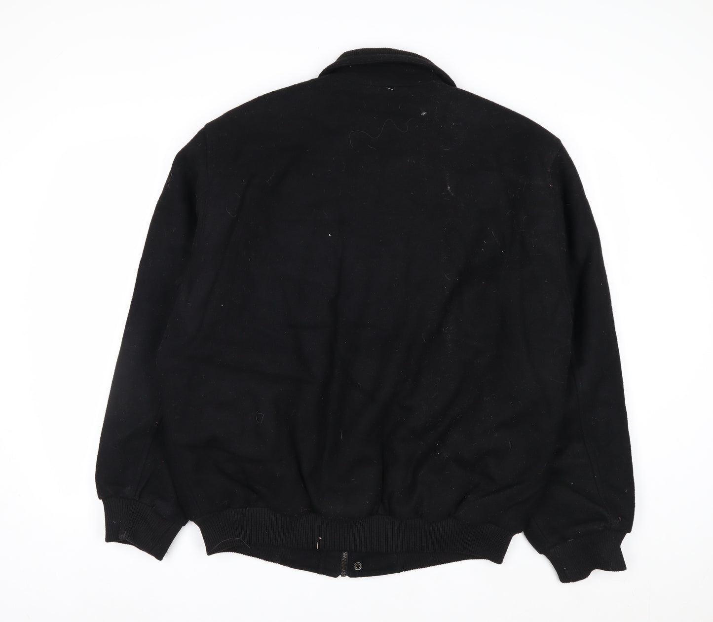 London Fog Men's Black Wool Bomber Jacket Size L Wool Blend