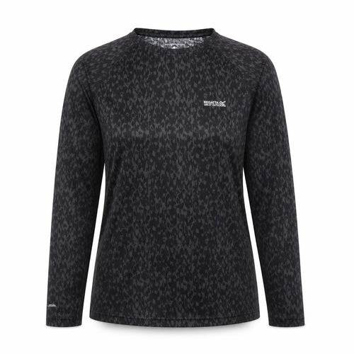 Regatta Womens Black Animal Print Long Sleeve Outdoor T-Shirt Size 14