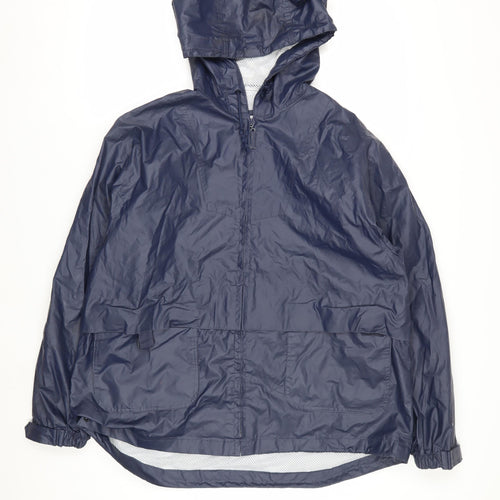 Clipper Mist by London Fog Men's Blue Waterproof Hooded Rain Coat L