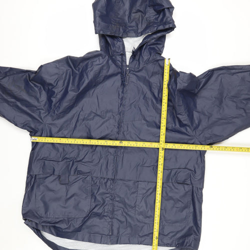 Clipper Mist by London Fog Men's Blue Waterproof Hooded Rain Coat L