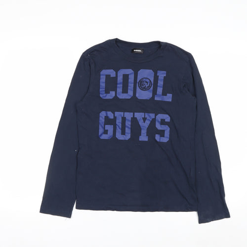 Diesel Boys Blue 12 Years Long Sleeve Cotton Graphic T-Shirt