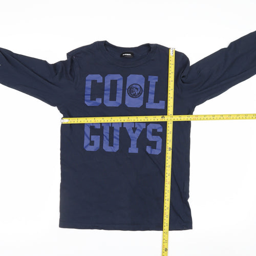 Diesel Boys Blue 12 Years Long Sleeve Cotton Graphic T-Shirt