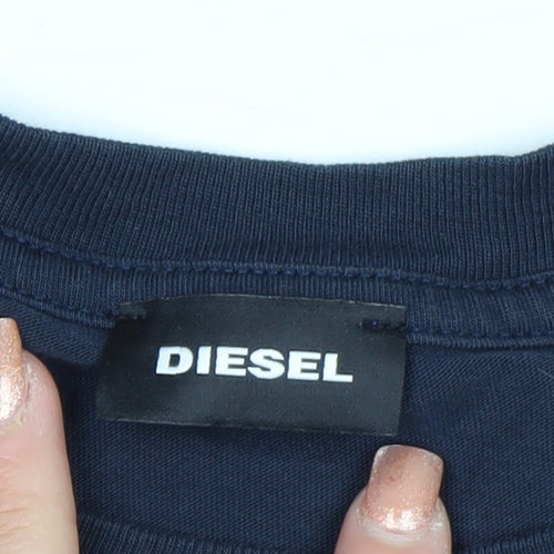 Diesel Boys Blue 12 Years Long Sleeve Cotton Graphic T-Shirt