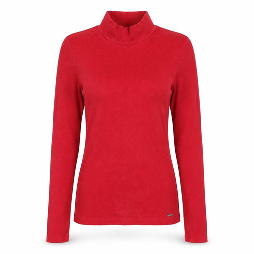 Hollister Women's Red Mock Neck Long Sleeve Cotton Top M