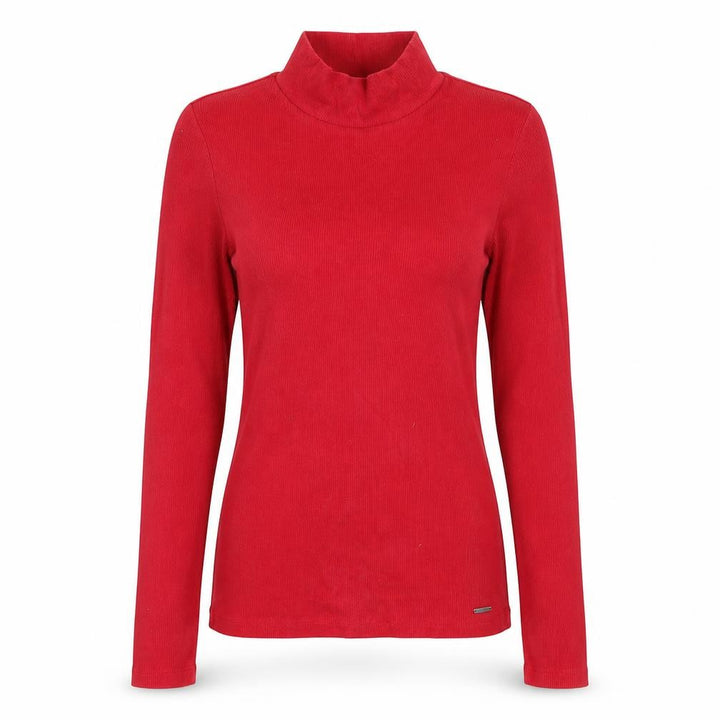 Hollister Women's Red Mock Neck Long Sleeve Cotton Top M