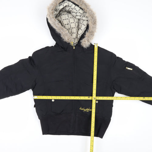 Baby Phat Women’s Black Fur Trim Hooded Puffer Jacket M