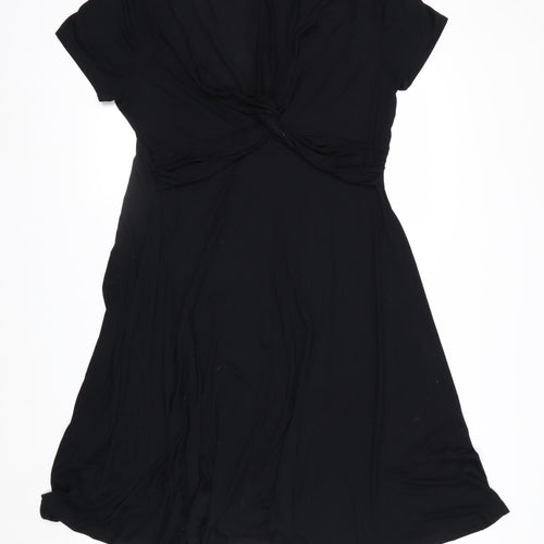 BODYFLIRT Women’s Black V-Neck Twist Front A-Line Dress Size L