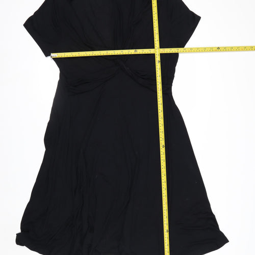 BODYFLIRT Women’s Black V-Neck Twist Front A-Line Dress Size L